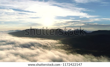Cloud Cover from Above. Aerial Landscape View from the Drone