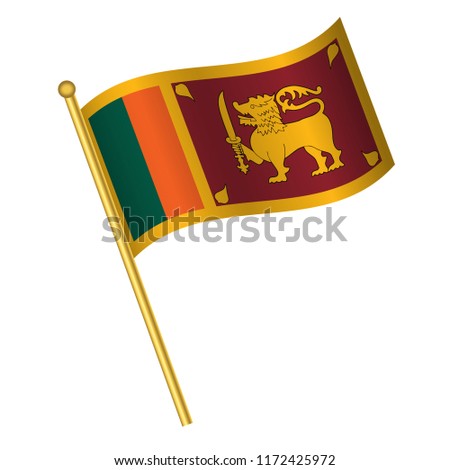 Flag of Sri Lanka,Sri Lanka flag Golden waving isolated vector illustration eps10.