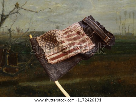 AMERICAN FLAG MADE WITH JEANS
