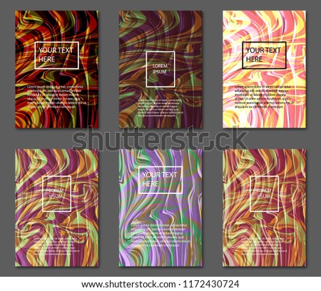 Marble covers set. Trendy colorful backgrounds. A4 size, eps10 vector.