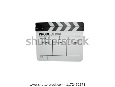 Clapperboard isolated on white background.