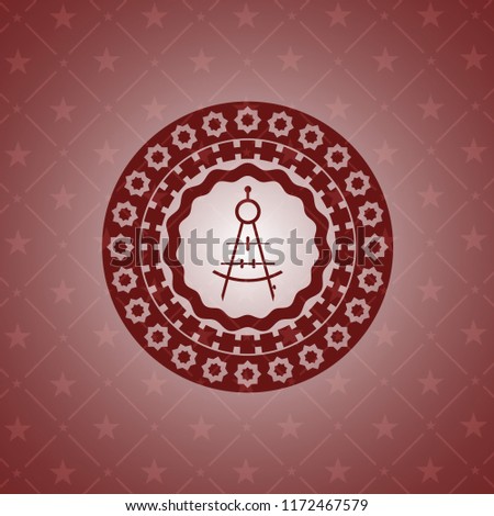drawing compass icon inside retro red emblem