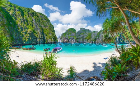 Amazing Maya Bay on Phi Phi Islands, Thailand Royalty-Free Stock Photo #1172486620