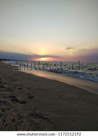 Sunset at the sand beach 