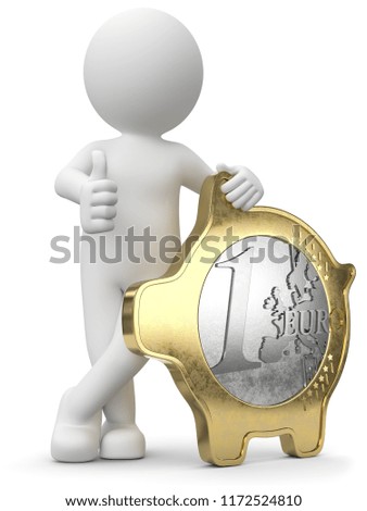 3D illustration of male with piggy bank coin