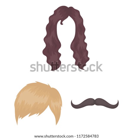 Mustache and beard, hairstyles cartoon icons in set collection for design. Stylish haircut vector symbol stock web illustration.