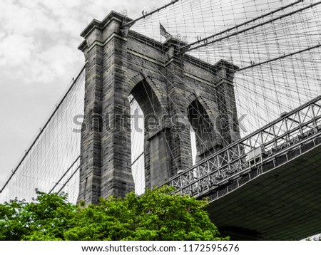 The Brooklyn Bridge, New York City, USA.                              