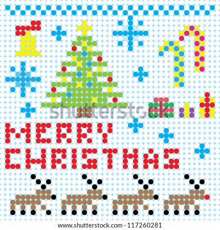 Vector Christmas pixel art card