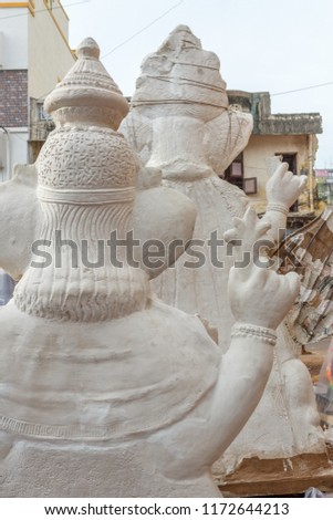 Ganesh Chaturthi,famous hindu festival india where big molds of god ganesha made and sold.known as pillaiyar Ganapati Binayak golu Navaratri, culture side view 84 chennai india tamil nadu