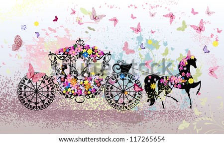 vintage floral carriage Royalty-Free Stock Photo #117265654