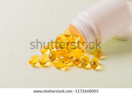 Healthy medicine pills in bottle. omega 3 for every day