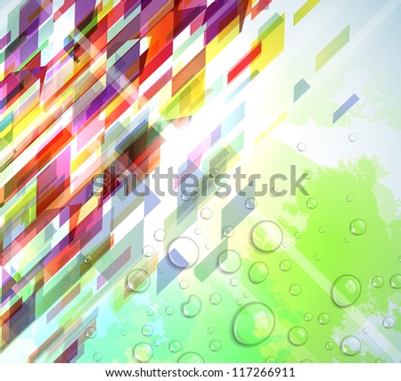 Abstract illustration with shattered elements on soft textured background.