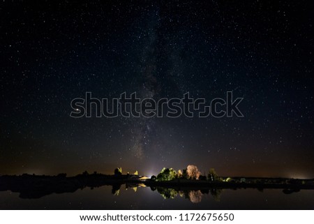 Night photography with Milky Way in Natural Area of Barruecos. Extremadura. Spain.