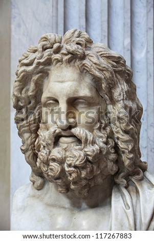 The ancient marble portrait bust of Zeus Otricoli