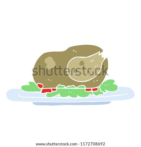 flat color illustration of cooked turkey