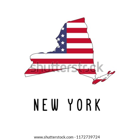Vector map of New York painted in the colors American flag. Silhouette or borders of USA state. Isolated vector illustration