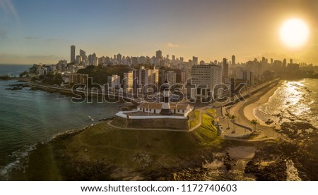 Aerial View of Farol da Barra in Salvador, Bahia, Brazil