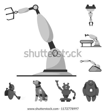 Vector design of robot and factory icon. Set of robot and space stock vector illustration.