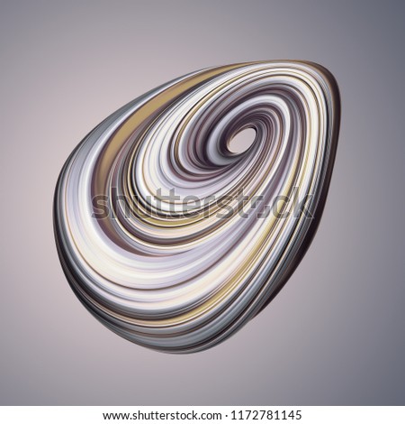 3d render, abstract white gold shape, platinum, silver, swirl, metallic, brush stroke, artistic smear, pastel spiral vortex, clip art isolated light grey background