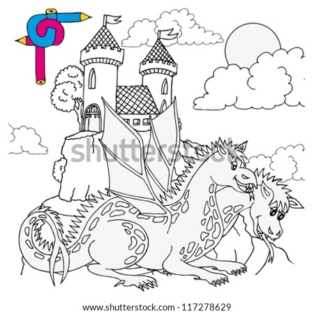 Coloring image castle - vector illustration.