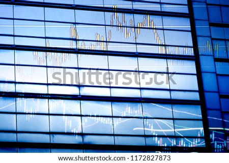 Hong Kong commercial buildings with graph index of stock Market