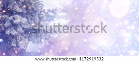 Christmas and New Year holidays background, greeting card.  Glitter lights backdrop. Winter season. Text space. Closeup of Christmas-tree. Elements of this Image Furnished by NASA.