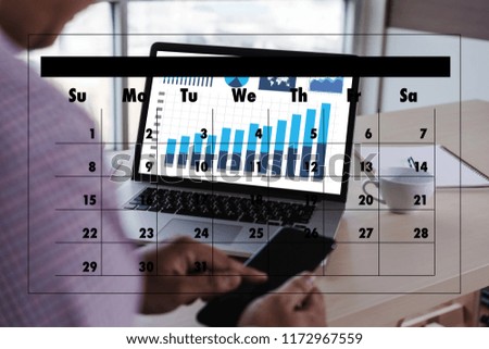 Agenda Activity on conputer Business man Making Agenda Information Calendar Events and Meeting Organizer