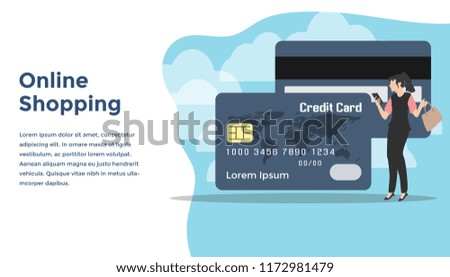 Online shopping concept. Ready to use vector illustration. Suitable for background, wallpaper, landing page, web, banner, card and other creative work.