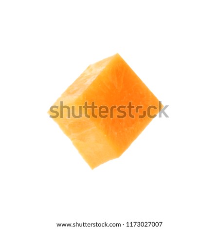 Piece of ripe carrot on white background