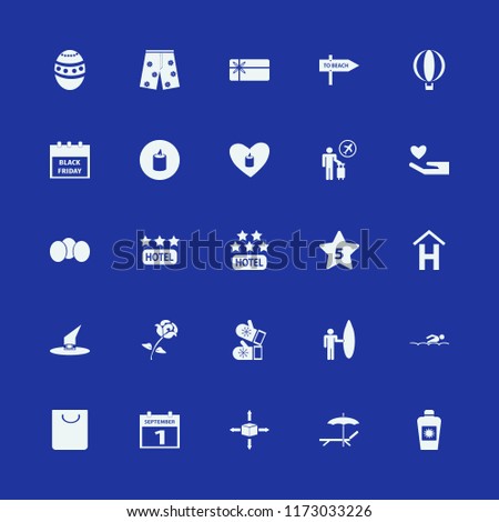 holiday vector icons set. with shopping bag, balloon, first september calendar and sun oil in set