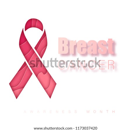 Breast cancer Awareness symbol. Pink Ribbon. Vector paper cut pink ribbon - breast cancer awareness symbol. Vector illustration EPS 10. 