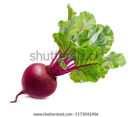 Red beet root with leaves isolated on white background. Package design element with clipping path Royalty-Free Stock Photo #1173042406