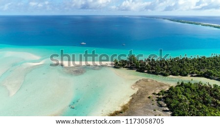 atoll in aerial view, French Polynesia