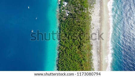 pacific island in aerial view, French Polynesia