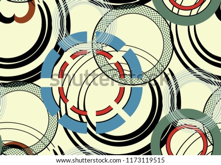Vector graphic abstract seamless pattern Decorative Circles. Beautiful hand-drawn background for print, fabric, wallpaper, website, presentation, etc.