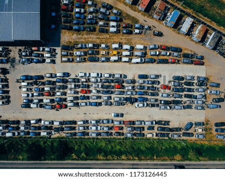 Aerial view of the car dump