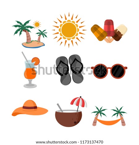 Summer Related Vector Illustration Object Design Set
