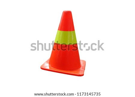  Construction cones, traffic cone, plastic traffic cones red and yellow. Traffic cones plastic isolated on white background with clipping path