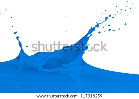 blue paint splashing isolated on white