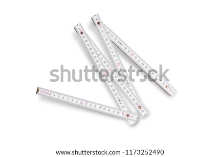 White Folding rule measuring tool isolated on white background Royalty-Free Stock Photo #1173252490