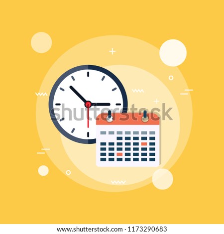 calendar and clock. Concept of class timetable Royalty-Free Stock Photo #1173290683