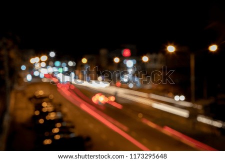 vintage color bokeh in night light traffic jam