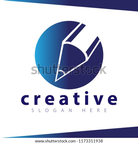 Pencil in circle logo icon vector template