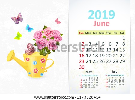 Lovely gardening. Calendar for 2019, june