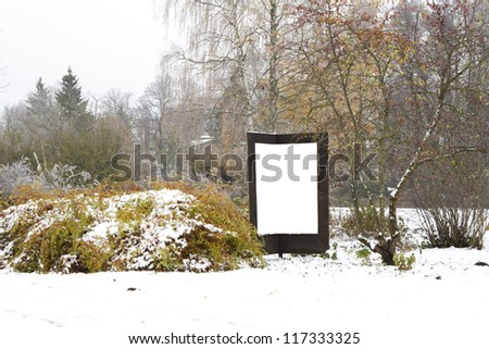 white background of illuminated blank billboard in winter park