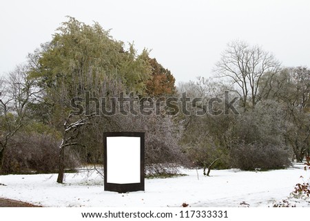 white background of illuminated blank billboard in winter park