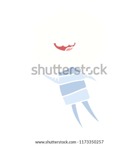 flat color illustration of cute cloud head creature