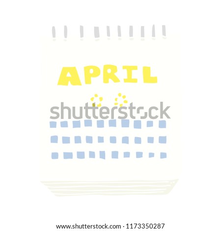 flat color illustration of calendar showing month of April