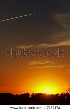 setting sun and sky with clouds