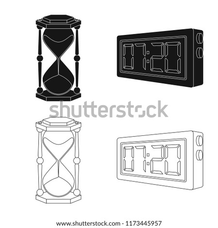 Isolated object of clock and time icon. Set of clock and circle stock vector illustration.